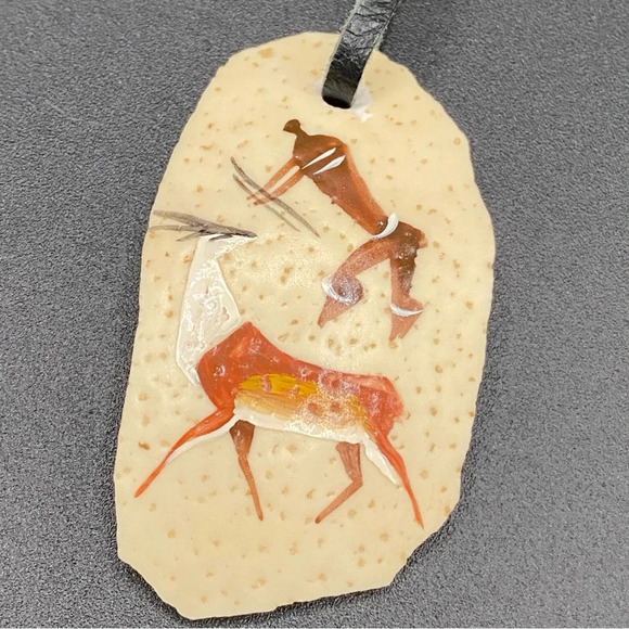 Handpainted Ostrich Egg Tribal  Necklace - South Africa - Picture 1 of 12